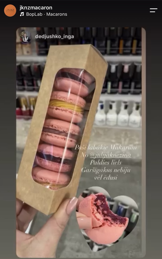 Klienta atsauksme par JKNZ Macaron (Instagram)
