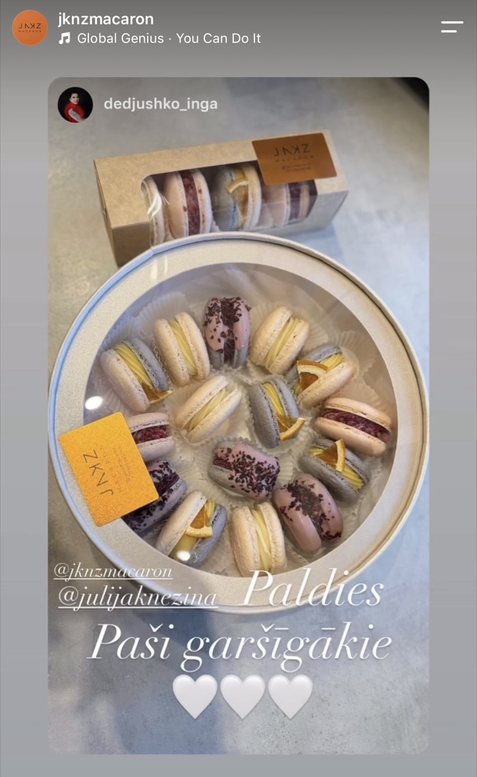 Klienta atsauksme par JKNZ Macaron (Instagram)